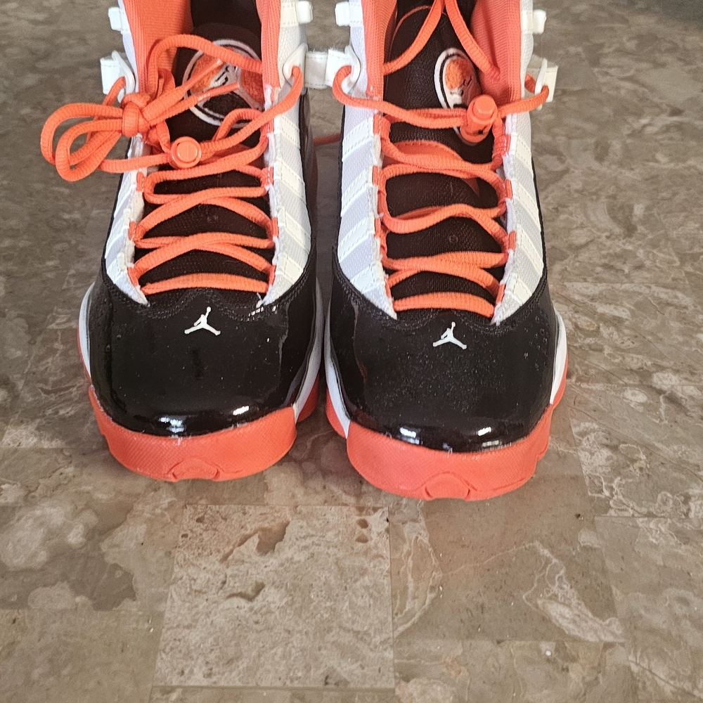 Jordan Kids Black and Orange High-Top Sneakers